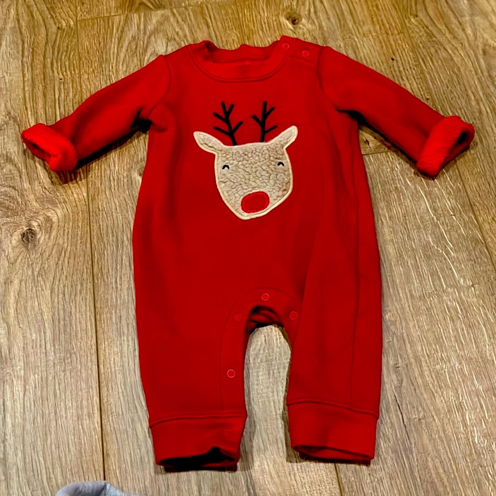 Reindeer Romper 0-3 Super Soft & Cozy Fleece Inside